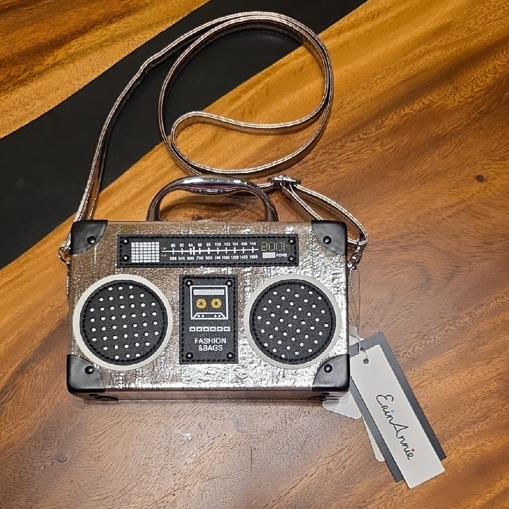 Silver Boombox Style Audio Bag